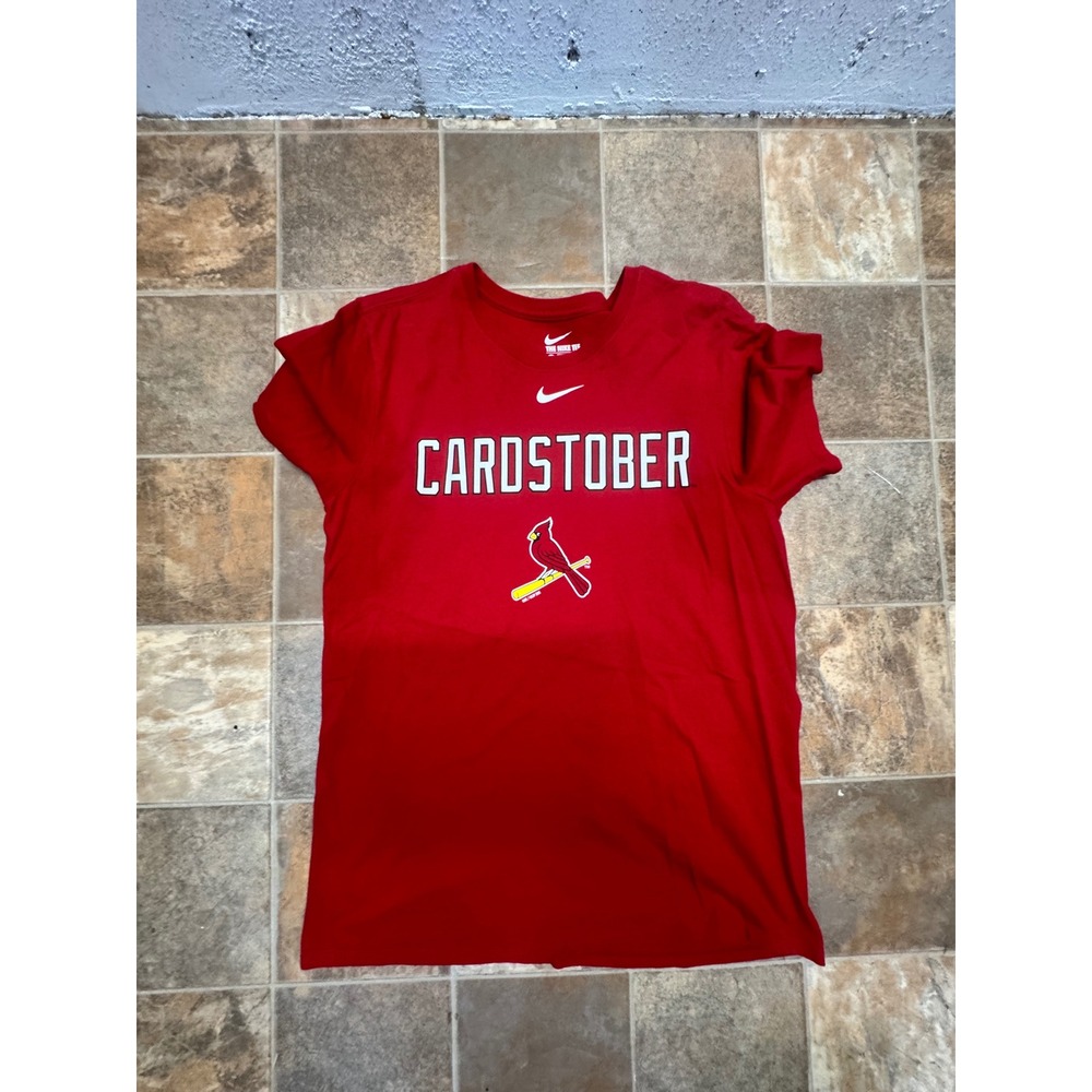 Nike St Louis Cardinals Cardstober Red Graphic T-Shirt Womens Large MLB Baseball